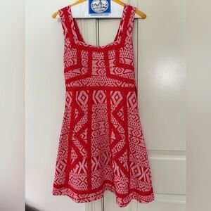 Maeve Red and White Geometric Mini Dress